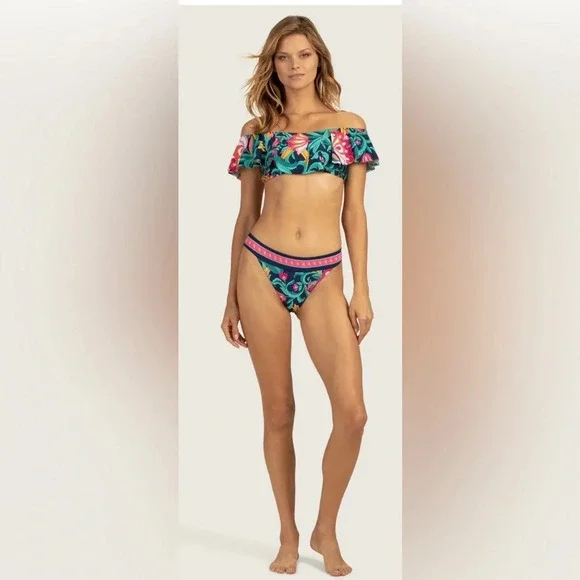 TRINA TURK India Garden Ruffle Bandeau Swimsuit Top - Picture 6 of 9